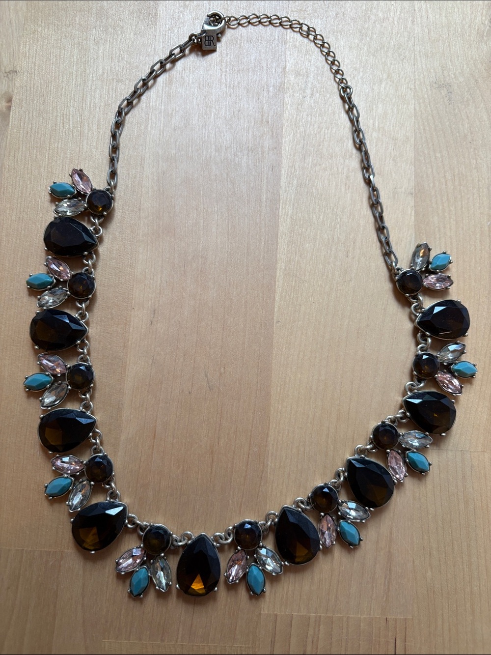 Banana Republic Silver-Tone Necklace with Brown and Turquoise Stones